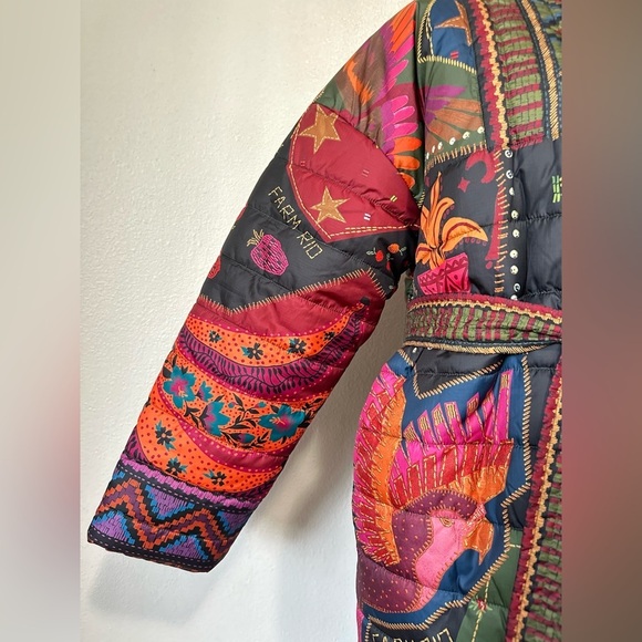 Farm Rio Printed Reversible Crazy Mix Puffer Jacket Fun Print Boho Hippie M SOLD - Picture 7 of 13